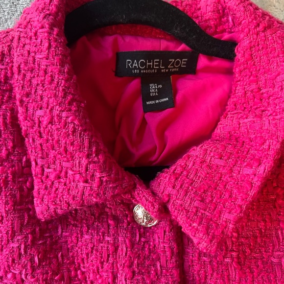 Rachel Zoe Cropped Hot Pink Tweed Blazer - Size Large - Picture 3 of 6